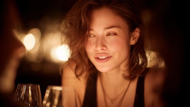 Charming Smile During Candlelight Dinner