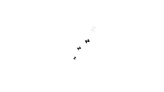 Small grey and white zzz symbols arranged diagonally on a white background sleep snoring