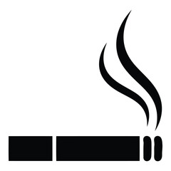 Smoking cigarette silhouette with wisps of smoke rising symbolizing addiction and danger vector