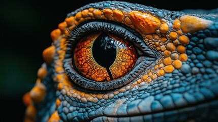 Naklejka premium Close-up lizard eye, vibrant colors