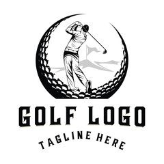 golf logo. Golf club, stick and ball as icons for golf players