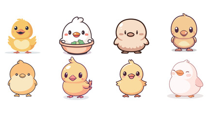 set of easter eggs and chicken