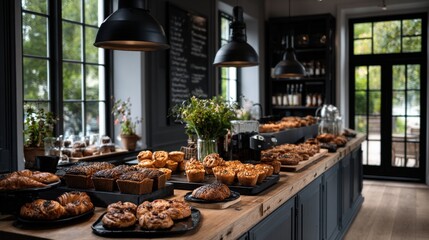 High-end bakery cafe with Scandinavian interior