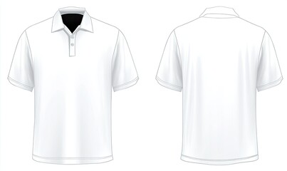 White polo shirt, front and back views