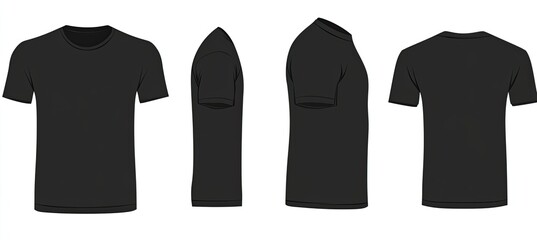 Black T-shirt design, various views