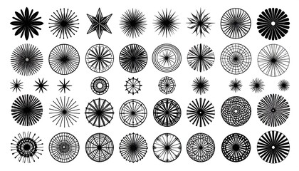 Collection of black and white circular designs