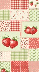 A charming, vintage-style patchwork or quilt design featuring various square panels with torn or distressed edges.