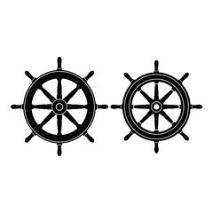 Two nautical ship wheels offering direction and maritime adventure symbolism vector