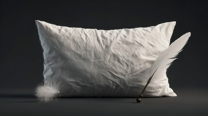 White Pillow Mockup on Wooden Background