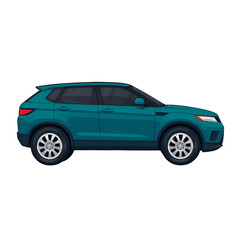 Fototapeta premium Teal suv car isolated on transparent background