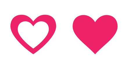 two hearts one outlined pink love symbol romantic
