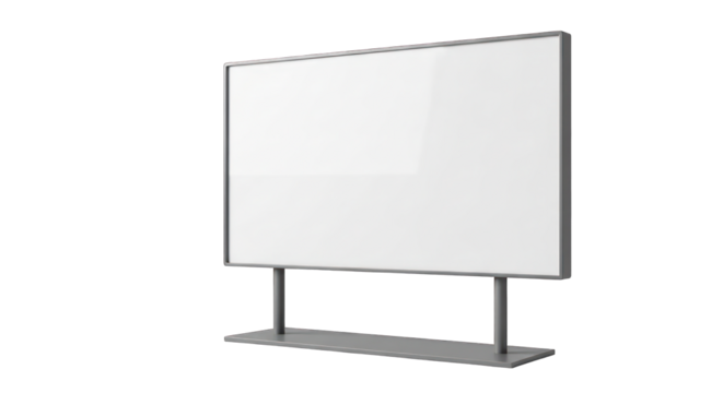 Modern Whiteboard with Gray Frame and Stand for Presentations.