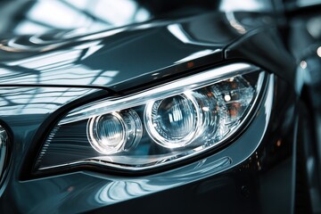 Automobile headlight detail close-up