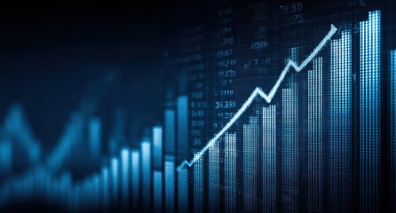 Dynamic financial graph showing growth on a futuristic blue digital background