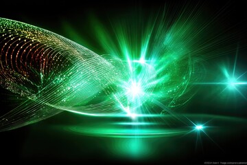 Abstract swirling lights, bright green burst