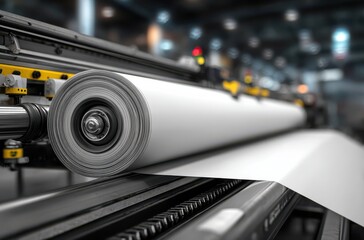 Large Format Printer in Action with White Paper Rolls in a Modern Facility