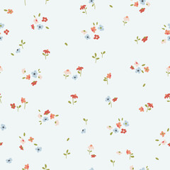 blooming flowers and leaves seamless pattern , vector , illustration