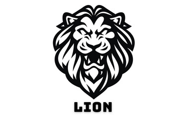 Fierce lion head emblem with bold typography