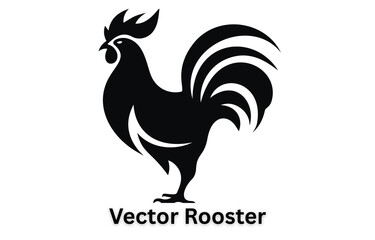 Obraz premium Stylized black silhouette of a rooster standing proudly