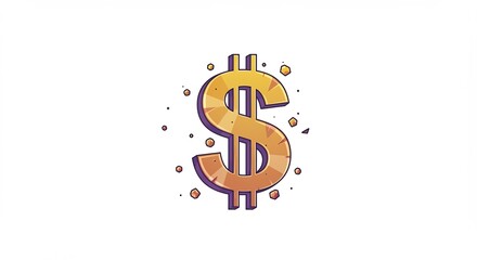 Obraz premium Golden dollar sign glows brightly a vibrant watercolor effect. AI Generated