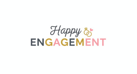 Festive and playful engagement announcement illustration in a flat design with charming celebratory message of love and commitment