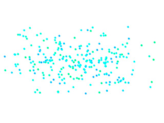 Vibrant abstract pattern of scattered blue and green particles creating dynamic energy and motion