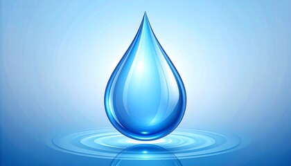 Blue water drop on ripples