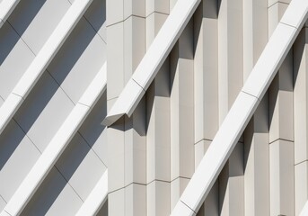 Obraz premium Modern architectural facade with dynamic diagonal lines