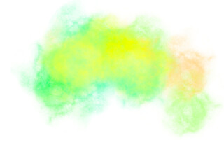 Vibrant abstract watercolor splash with bright neon green yellow orange blend