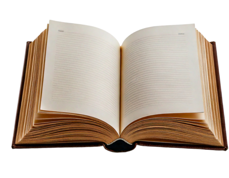 Ai generated image of open blank book isolated on white background 