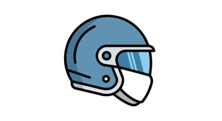 Stylized motorcycle helmet illustration, safety gear for motorcyclists and scooter riders, protection concept, vector depiction, isolated on white