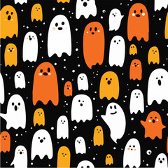 Illustration seamless pattern of halloween Day with cute ghosts