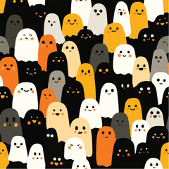 Illustration seamless pattern of halloween Day with cute ghosts