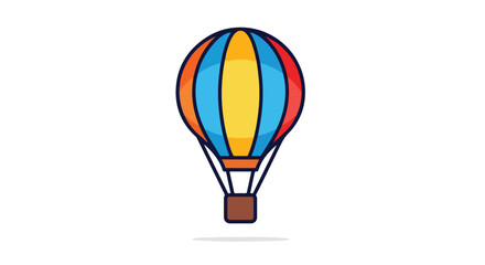Obraz premium Stylized hot air balloon illustration featuring vibrant colors, isolated on a clean white backdrop perfect for various design projects and