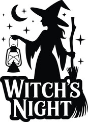Mystical witch with lantern on Witch's Night