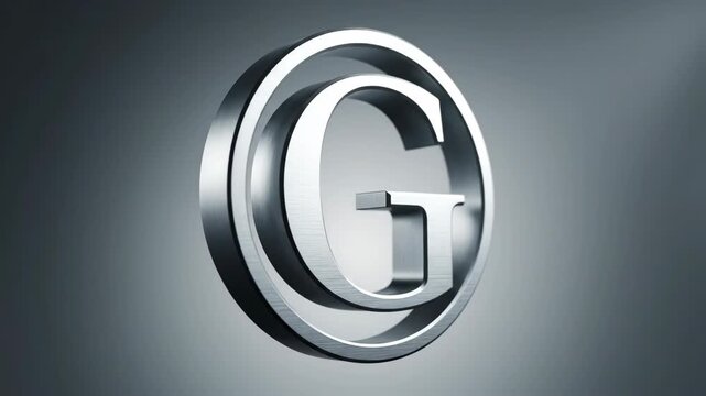 3D Silver Letter G Logo Design with Circular Frame on Dark Background