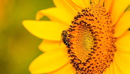 Bee on sunflower close-up (1)