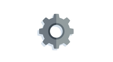 Isolated gray gear graphic on a white background symbolizing settings, mechanisms, and engineering concept with a simple design