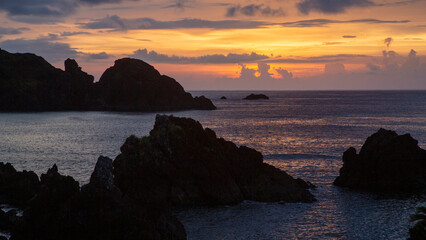 奄美大島の夏の夕暮れ。夕暮れの空。