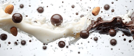 Chocolate Almond Milk Splash Food Photography