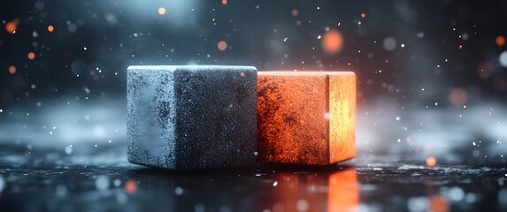 Two Cubes One Ice One Fire Abstract Background
