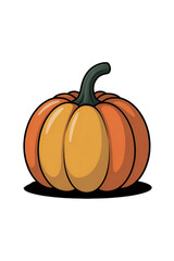 Obraz premium Plump Pumpkin with Stylized Vines Cute Flat Cartoon Autumn Illustration Isolated on a transparent background