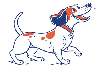 Cheerful Spotted Dog with Open Mouth in Style on White Background