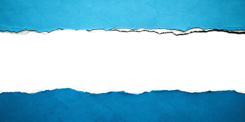 Naklejka premium Abstract torn paper texture with blue background and black center strip