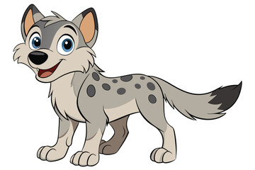 Cheerful Spotted Hyena Cartoon Style with a White Background,