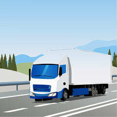 Naklejka premium white truck on the road