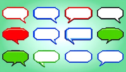 Pixelated speech bubbles in various colors