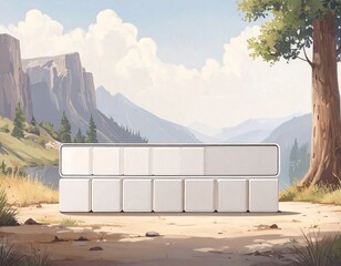 Modern keyboard on a scenic mountain path