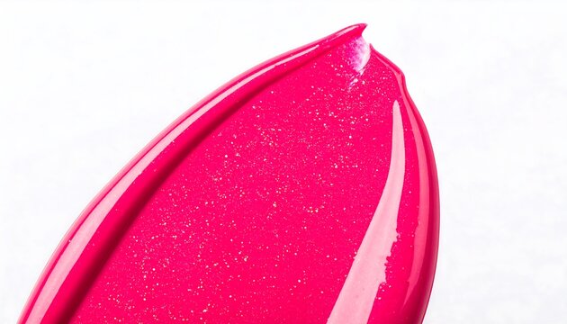 Bright pink lip gloss smear