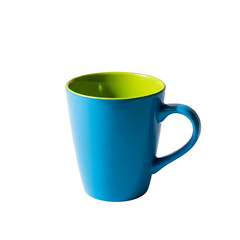 Bright blue ceramic mug with vibrant green interior
